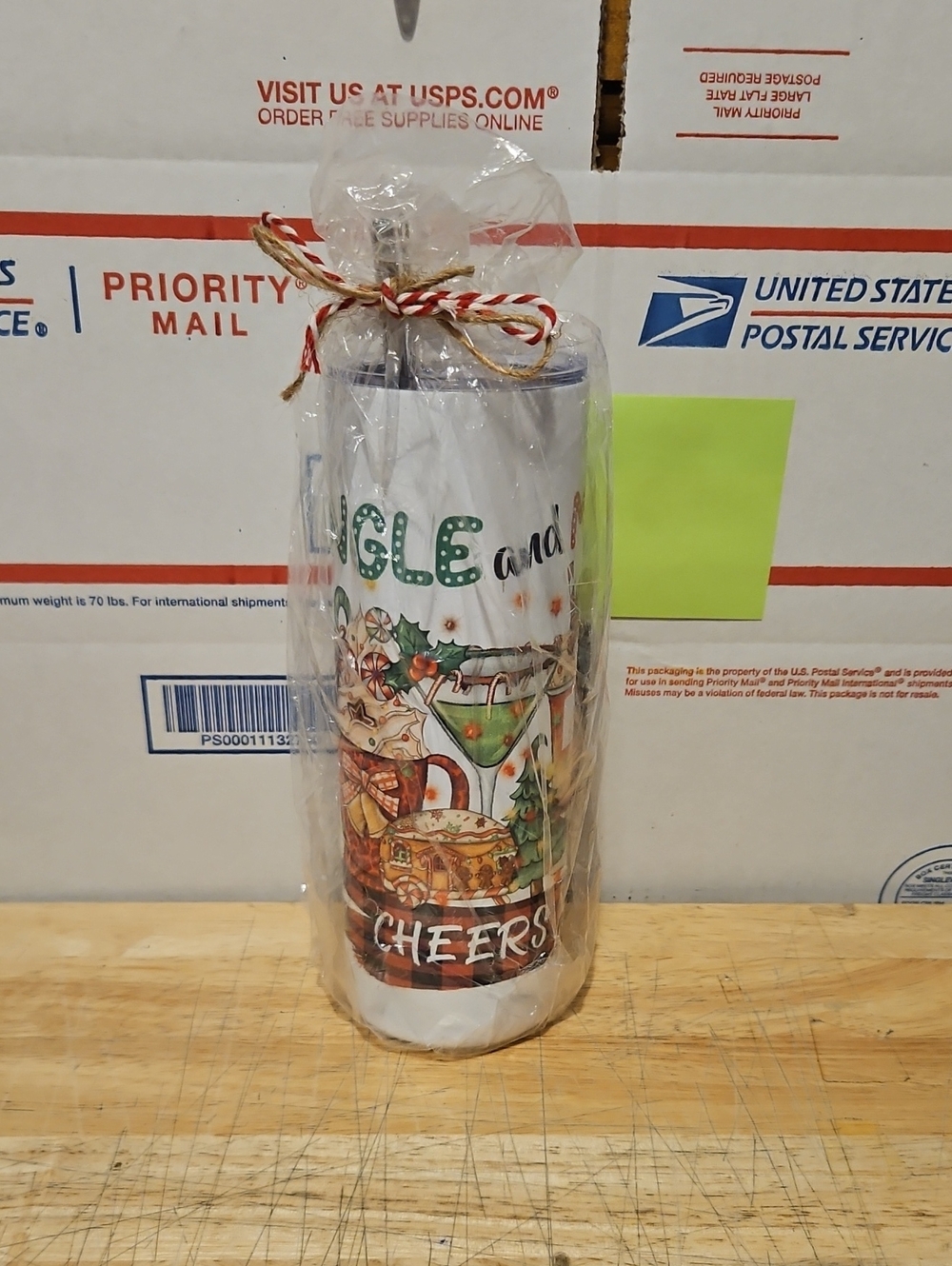 Festive White Holiday Tumbler - Cheers Seasonal Design